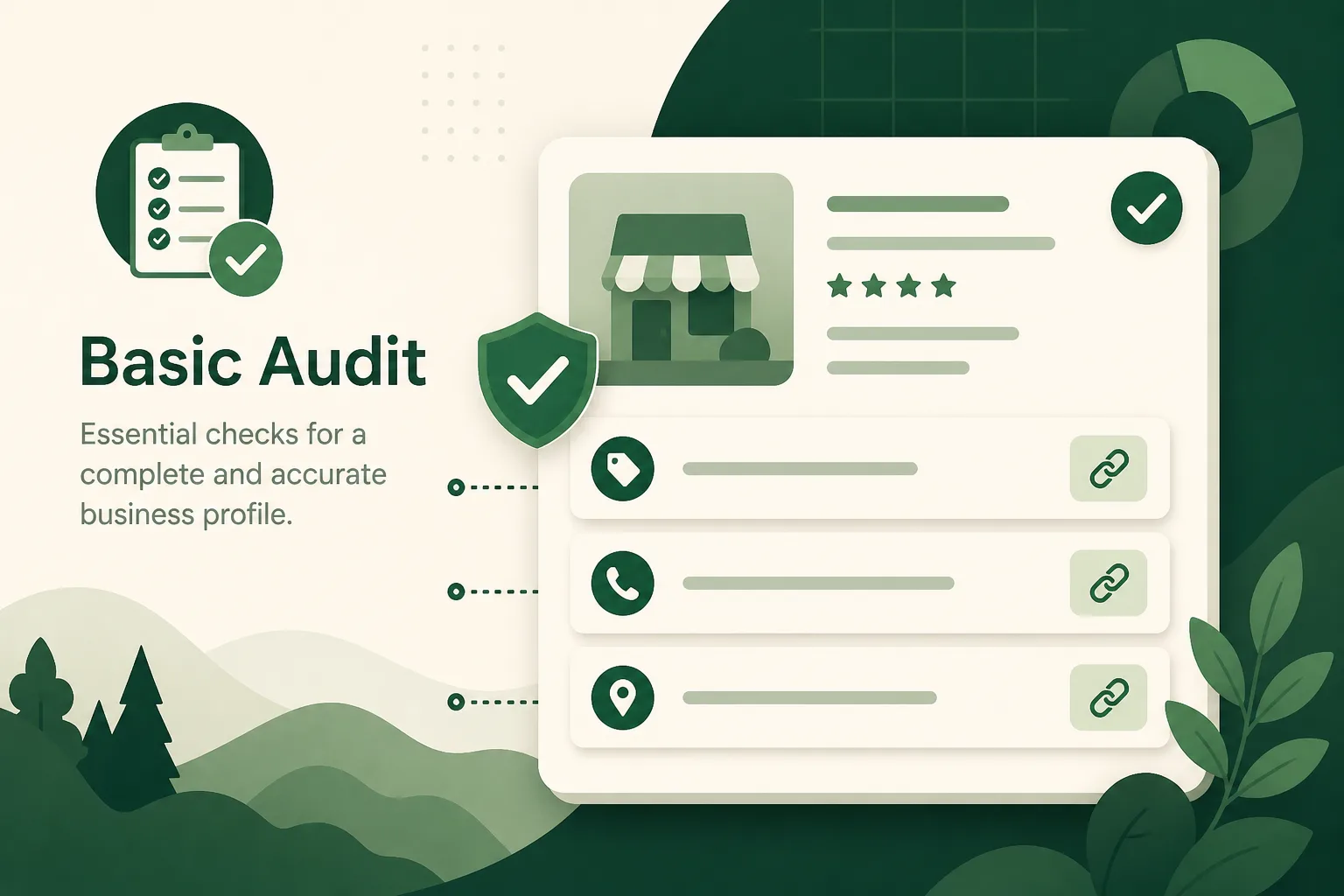 Illustration of a Google Business Profile basic audit report with Place ID and NAP fields